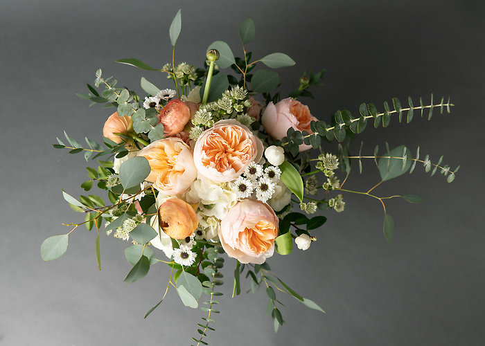 White & Peach wedding Bouquet