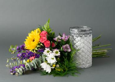 Bright Colored Hand-tied with Vase