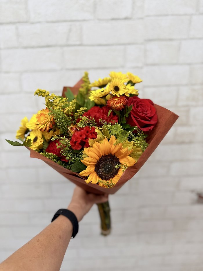 Sunflower and Rose Bouquet- no vase