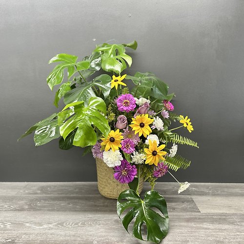 Floor Plant with fresh flowers added