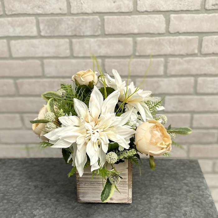 Country Chic silk flower arrangement--neutrals