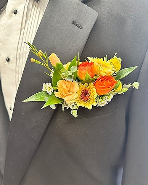 Matching Pocket Square Boutonniere