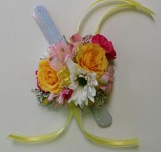 Spring Yellow and Pink Wrist Corsage