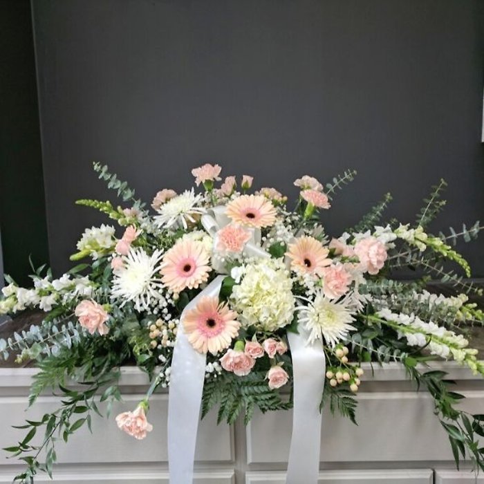 Peaches and Cream Casket Spray