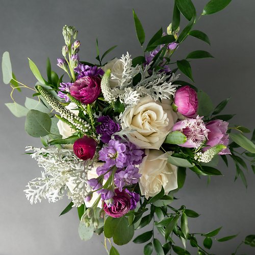 Purple, Lavender, and White Bridal Bouquet
