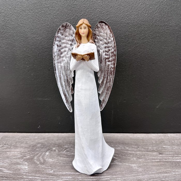 Angel statue with metal wings